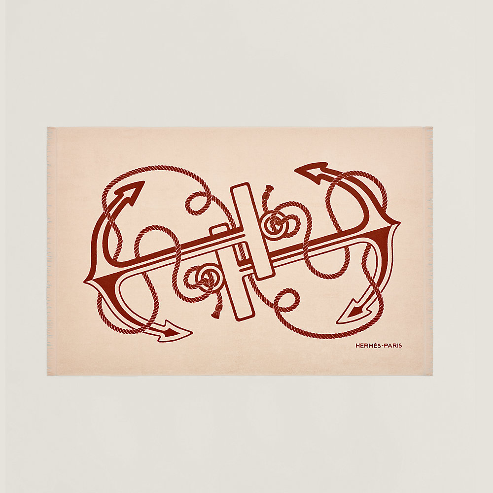 HERMES∽Drap de plage Yachting Tatoo Cheval a l'Eau-パリ速達 Drap de plage Yachting Tatoo Ancres en H, petit modèle